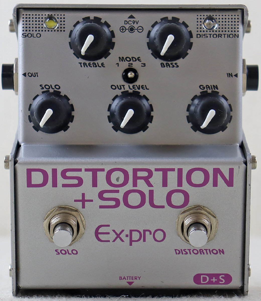 S◎中古品◎エフェクター『DISTORTION+SOLO』 D+S EX-pro/イーエクスプロ ディストーション ゲイン/トレブル/アウトレベル/ソロ 本体のみ