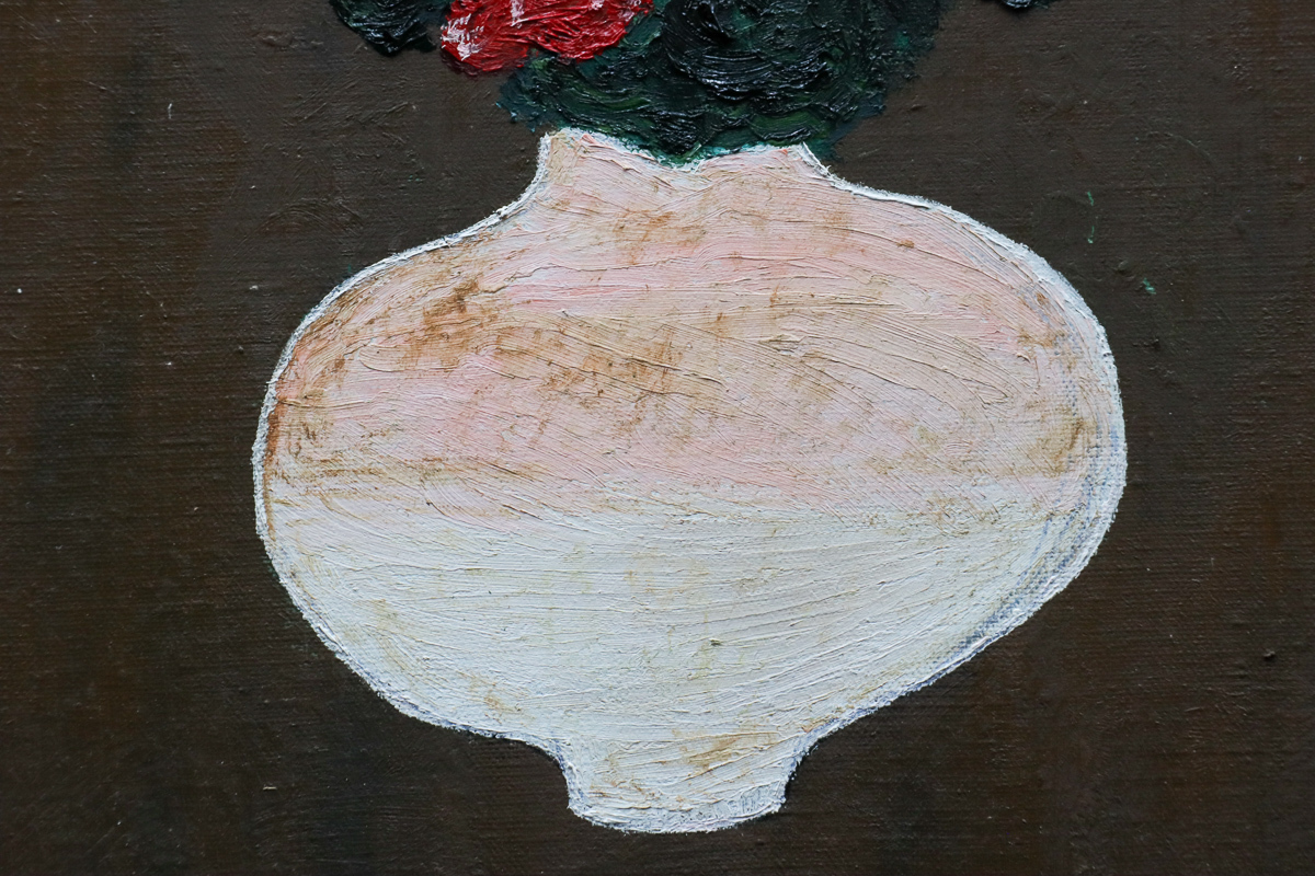 宙】鳥海青児「花」油彩画F6号 サイン有 静物画 現代日本美術展最優秀