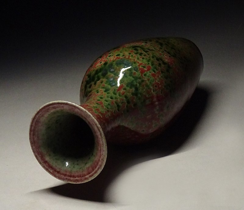 緑屋i□ 中国古玩 辰砂釉 江豆紅釉 壺 花瓶 柳葉尊 窯変釉 唐物 時代物