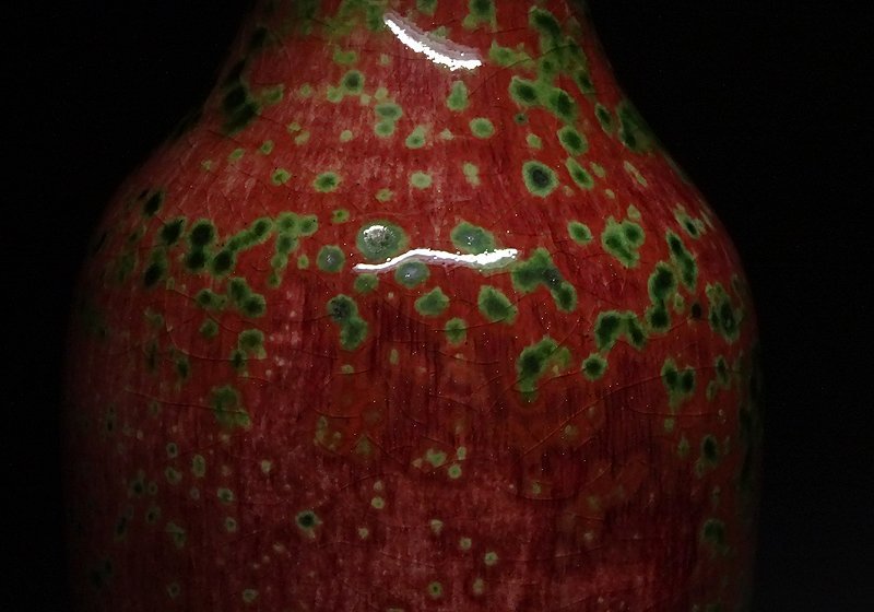 緑屋i□ 中国古玩 辰砂釉 江豆紅釉 壺 花瓶 柳葉尊 窯変釉 唐物 時代物