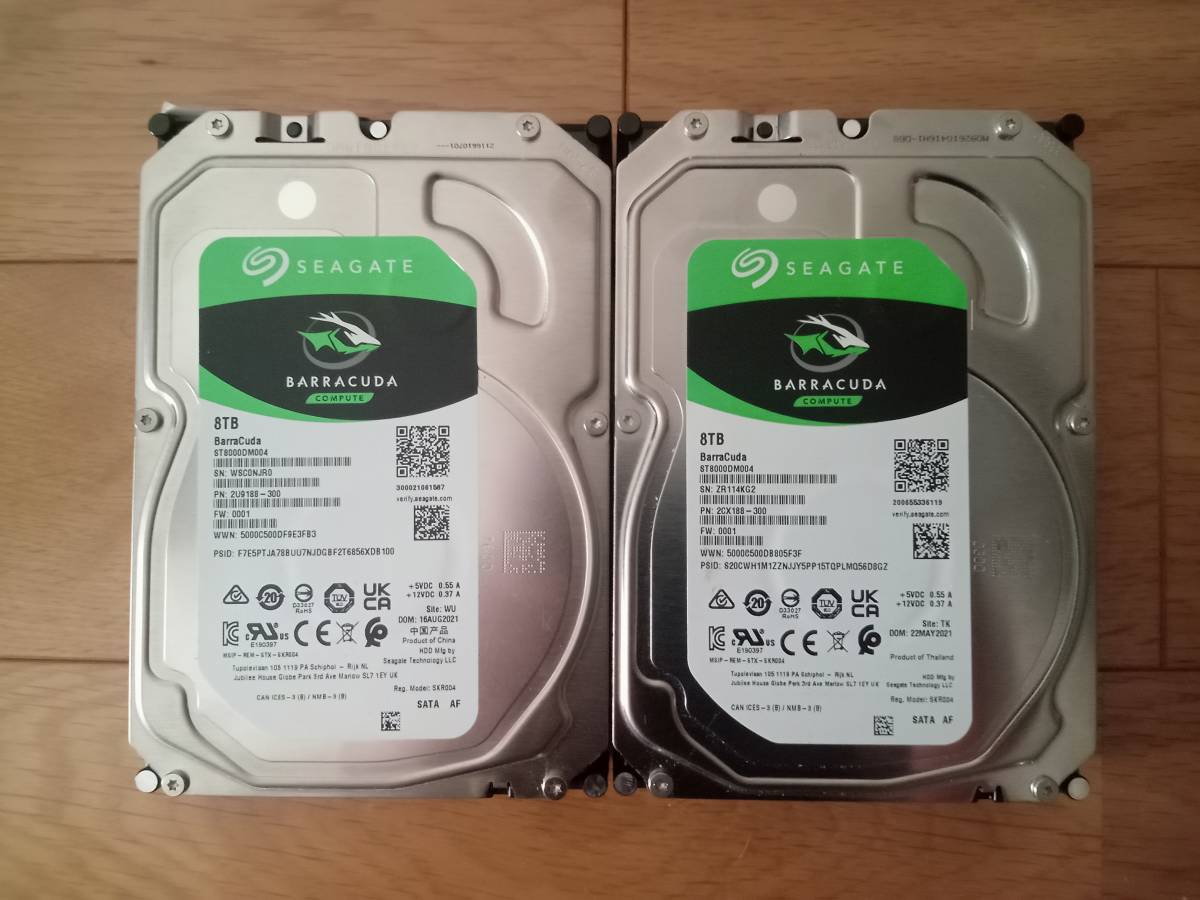 Seagate BARRACUDA ST8000DM004 8TB x 2個 16TB エラー無し 送料無料