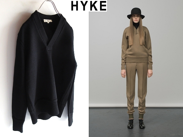 LOOK使用同型 HYKE ハイク 2015AW 肉厚 ウール Vネックニット セーター 