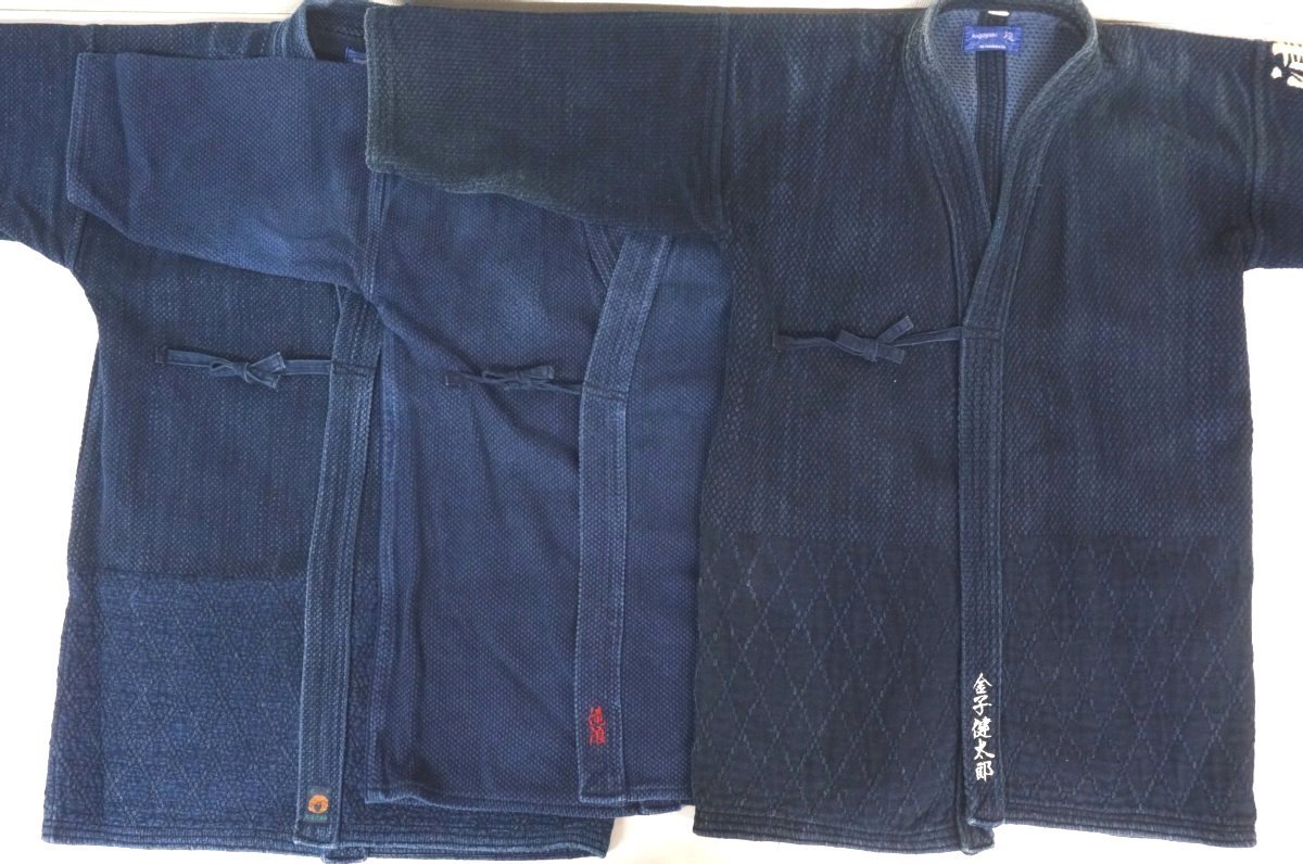 正藍染 剣道着 藍染 刺繍入り 剣道着ジャケット刺し子 木綿 上質 