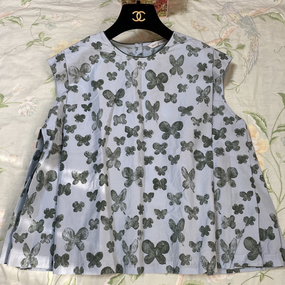 ミナペルホネン☆minaperhonen☆シャツ☆ブラウス☆メモリア☆花☆蝶