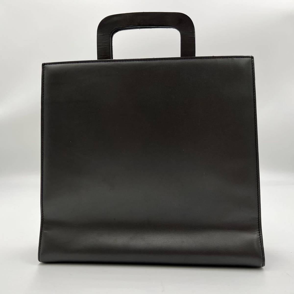 1円 【美品】 GUCCI グッチ トートバッグ ハンドバッグ ショルダーバッグ 2way ロゴプレート A4 書類 ビジネス レザー 黒 ブラック