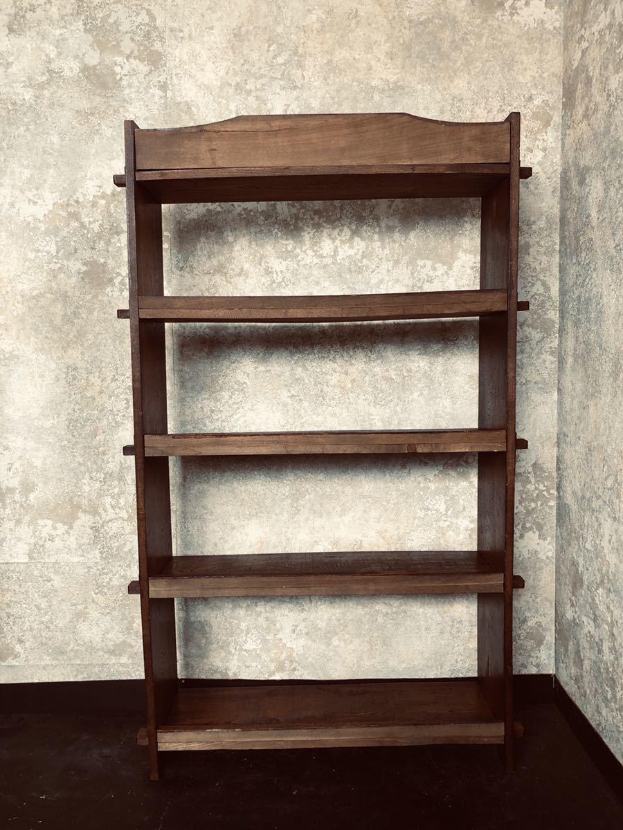 ④楔のオープンラック 古道具 アンティーク 昭和レトロ 棚 本棚 茶箪笥