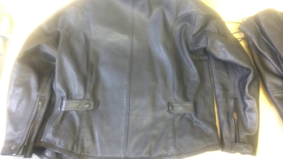 TOKYO RACING WEAR バイク レザー製 ライダースーツ(L) 上下 ブラック 