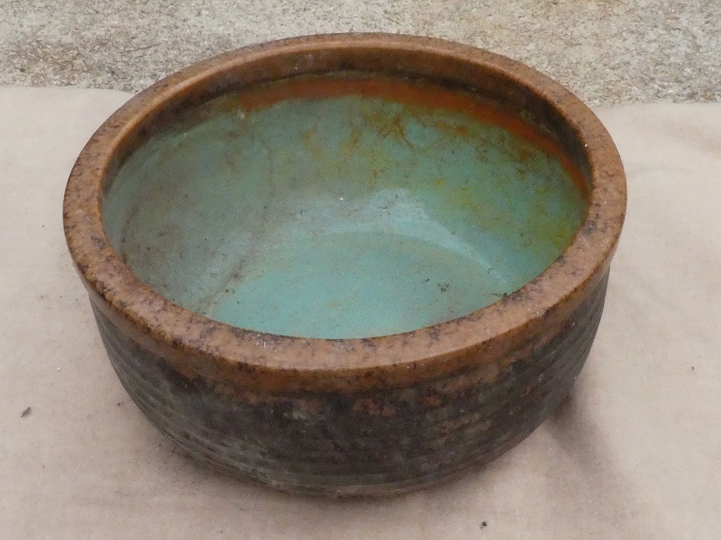 大型 青磁 睡蓮鉢 水鉢 水鉢 8青釉 Aサイズ 大きい水鉢 ○大阪【引取