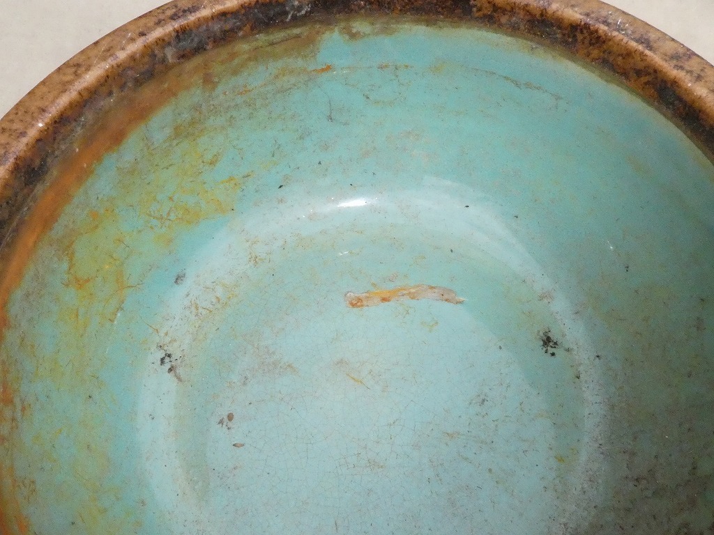 大型 青磁 睡蓮鉢 水鉢 水鉢 8青釉 Aサイズ 大きい水鉢 ○大阪【引取