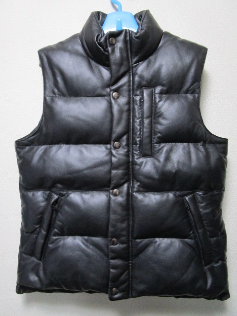 GREEN LABEL RELAXING ダウンベスト 羊革　レザー　希少　L UNITED ARROWS GREEN LABEL RELAXING 羊革製レザーダウンベスト・M