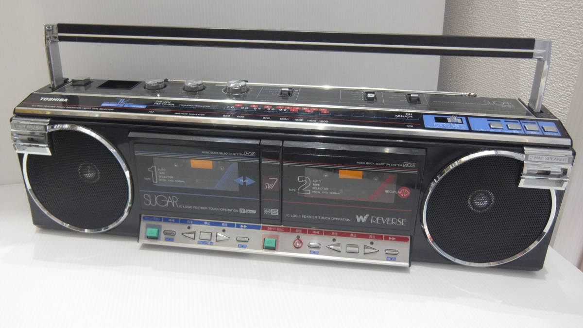 限定SALE，新品 1483 TOSHIBA SUGAR RT-SW7 東芝 シュガー Wカセット Wリバース レトロ ラジカセ ダブルラジカセ ブラック 通電確認済み(ラジカセ)｜売買されたオークション情報、yahooの商品情報をアーカイブ公開 - ラジカセ