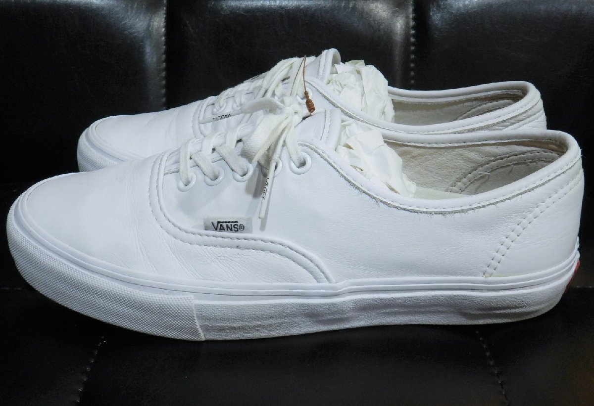 VANS オーセンティック ホワイト レザー 26cm ヴァンズ AUTHENTIC 白