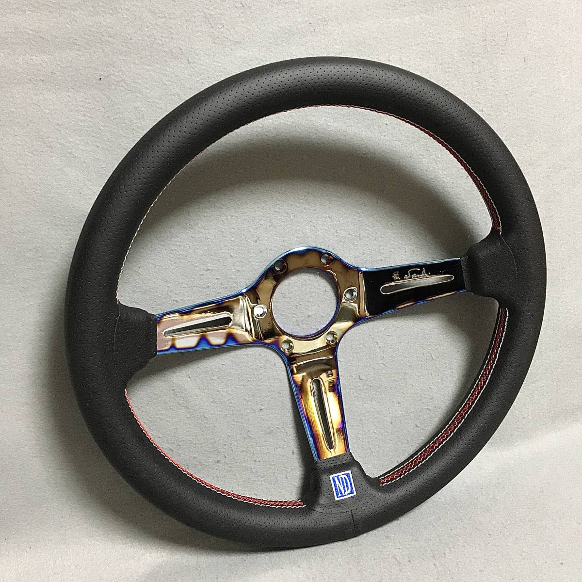  国内在庫 即納 ノーブランド ステアリング BK &times; チタンブルー ① 350mm/14インチ ディープコーン USDM ハンドル(ステアリング、ハンドル本体)｜売買されたオークション情報、yahooの商品情報 ステアリング、ハンドル本体