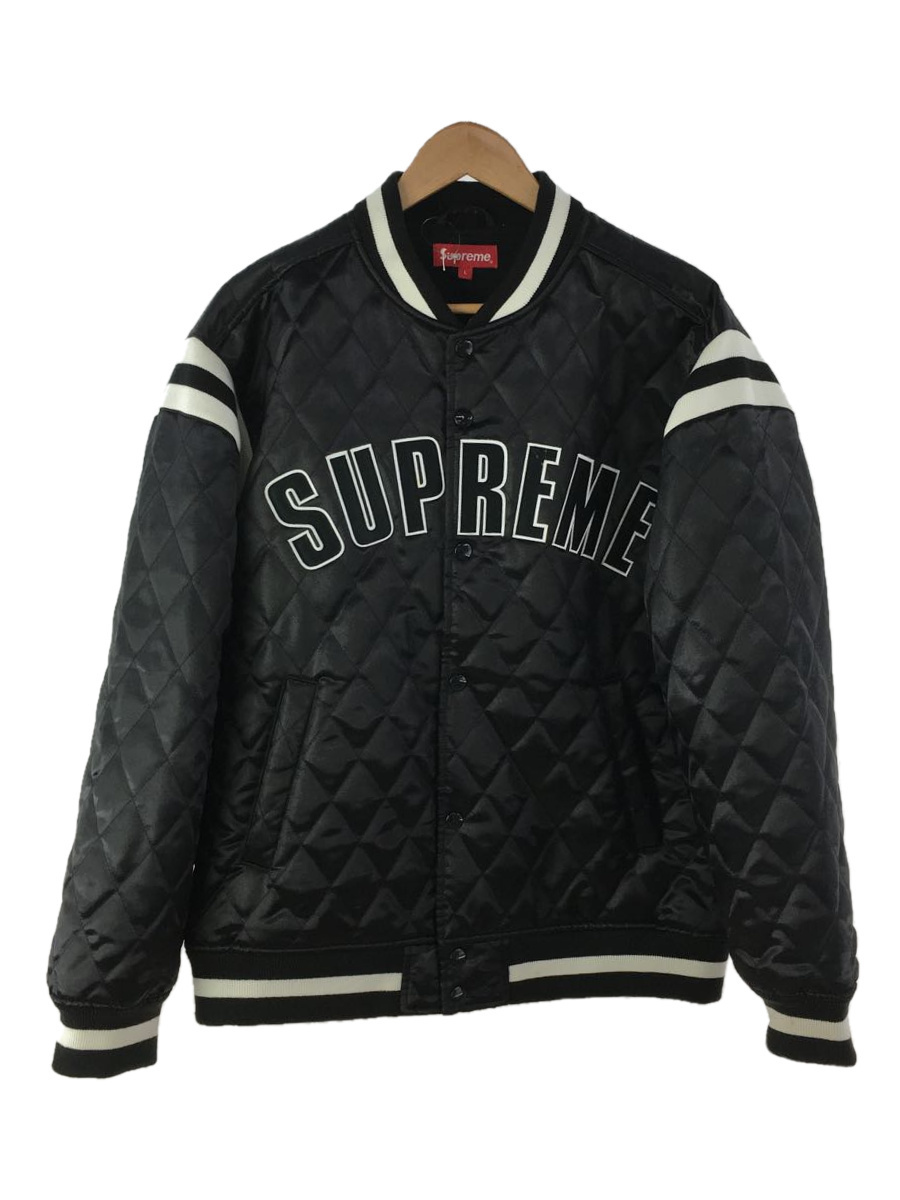 本物保証，送料無料 Supreme 17SS/Quilted Satin Varsity Jacket/スタジャン/L/ポリエステル/BLK(ジャケット、上着)｜売買されたオークション情報、yahooの商品情報をアーカイブ公開 - オークファン その他
