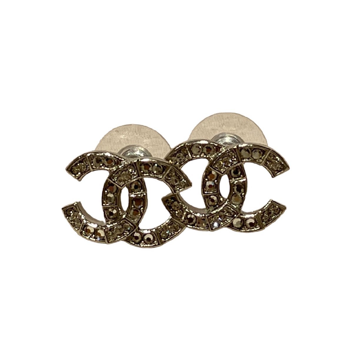 CHANEL シャネル ピアス ココマーク ラインストーン シルバー CHANEL