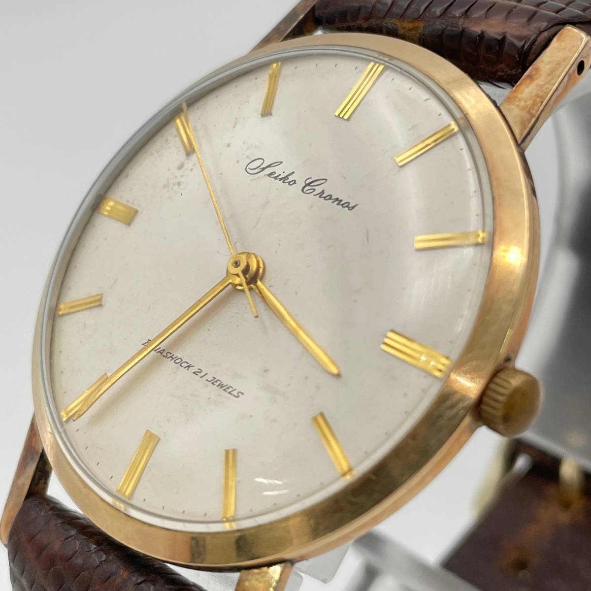 稼働 SEIKO セイコー クロノス 21石 / 手巻き J14021 腕時計 14K 金 
