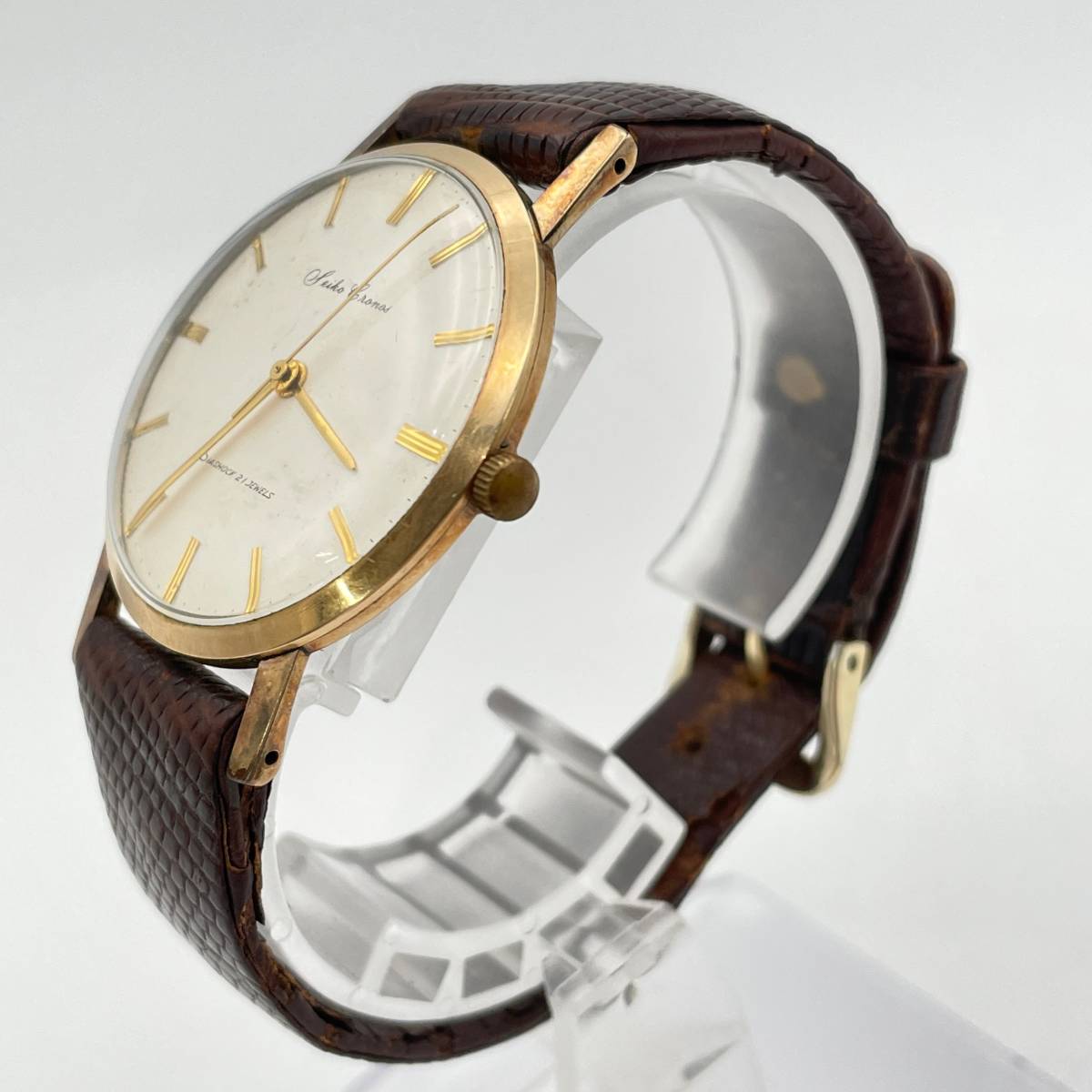 稼働 SEIKO セイコー クロノス 21石 / 手巻き J14021 腕時計 14K 金 