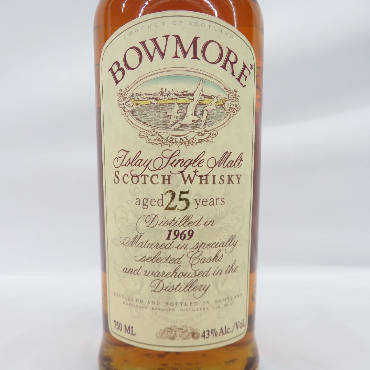 【未開栓】BOWMORE ボウモア 25年 1969 カモメラベル ウイスキー 750ml 43% ※液漏れ/目減り有 11118273 1016