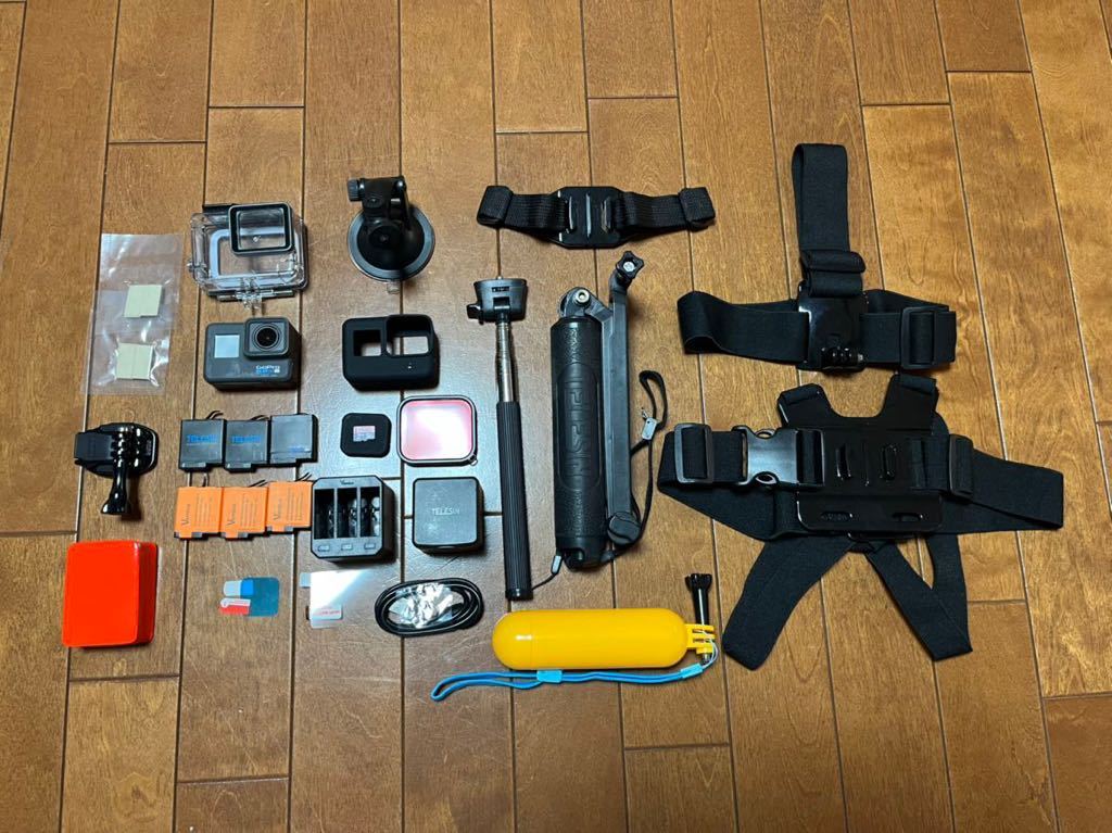 GoPro HERO6 BLACK。バッテリー6個、おまけ未使用品多数。レンズ、液晶 