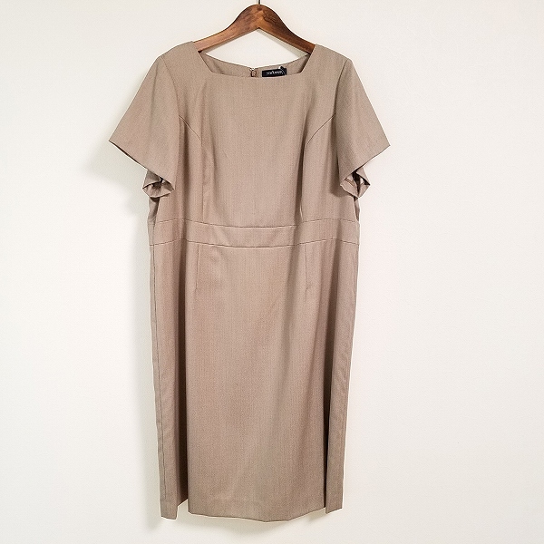 #snc ニューヨーカー NEWYORKER ワンピース 21 ベージュ系 バックジップ 大きいサイズ シルク混 タグ付き 新品同様 レディース [769250]