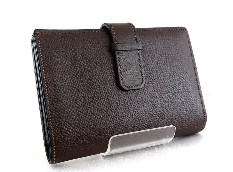 HERMES エルメス ジュラ ポルトフォイユ 二つ折り ジップ コンパクト財布 □H刻印 ショコラ ダークブラウン /31545 