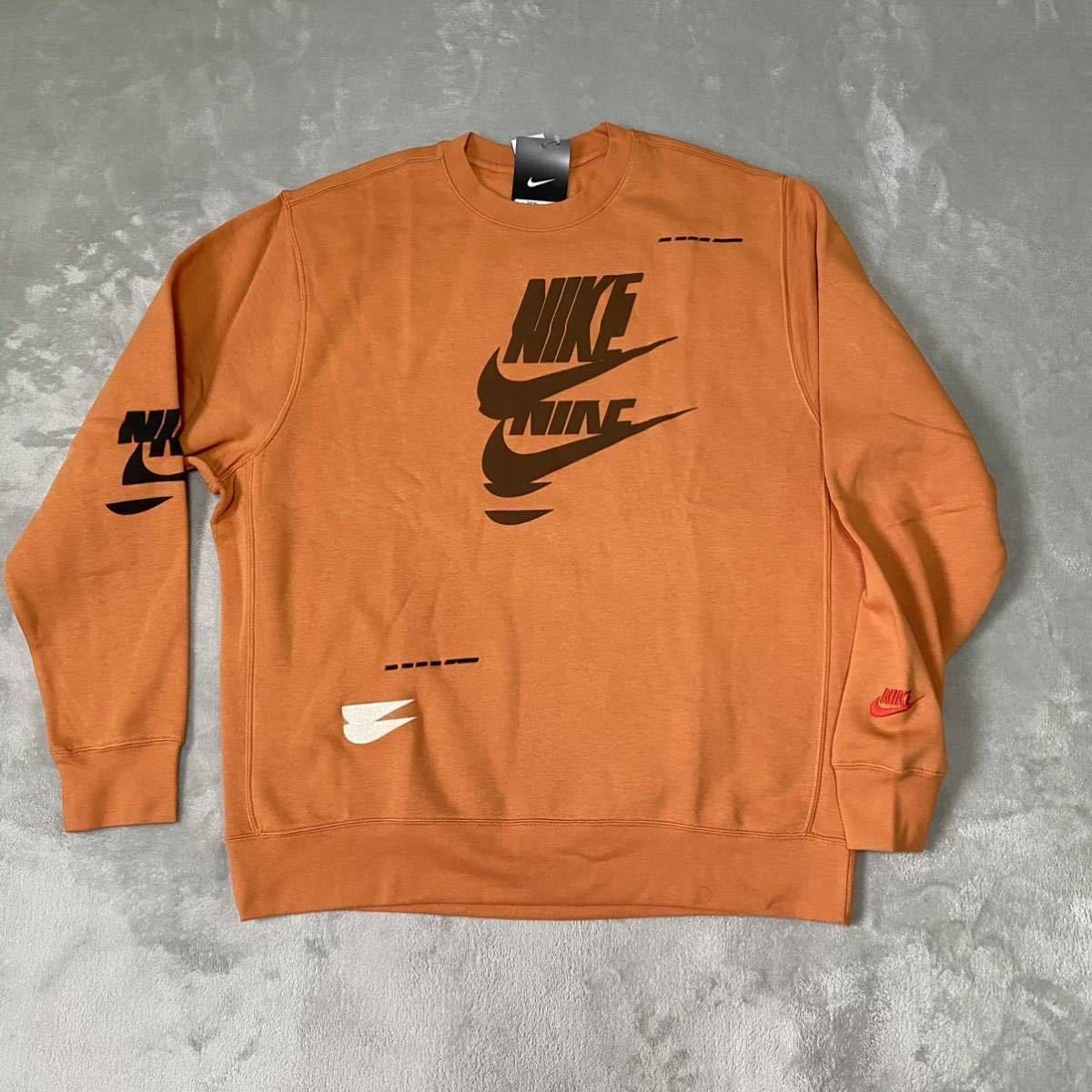 新品 NIKE ナイキ エッセンシャル スウェット トレーナー スウッシュ くすみ オレンジ 茶 刺繍 正規品 M 裏起毛 プルオーバー