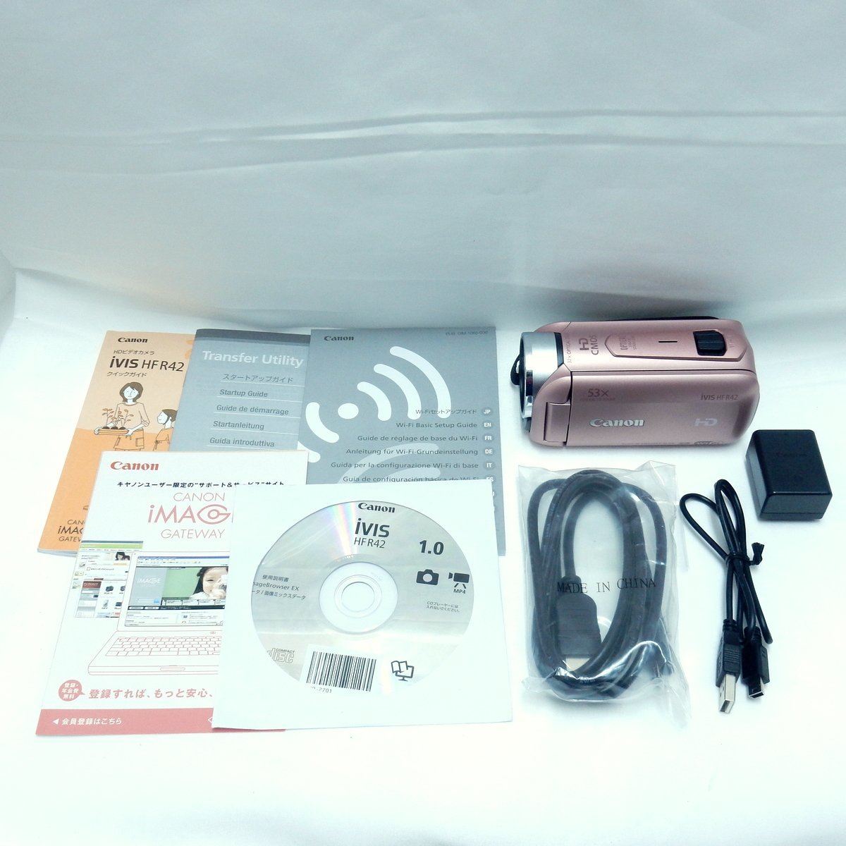 美品　Canon キャノンIVIS HF R42 HDビデオカメラ ピンク Canon キャノン iVIS HF R42 ビデオカメラ ピンク 現状品 USED /2210B