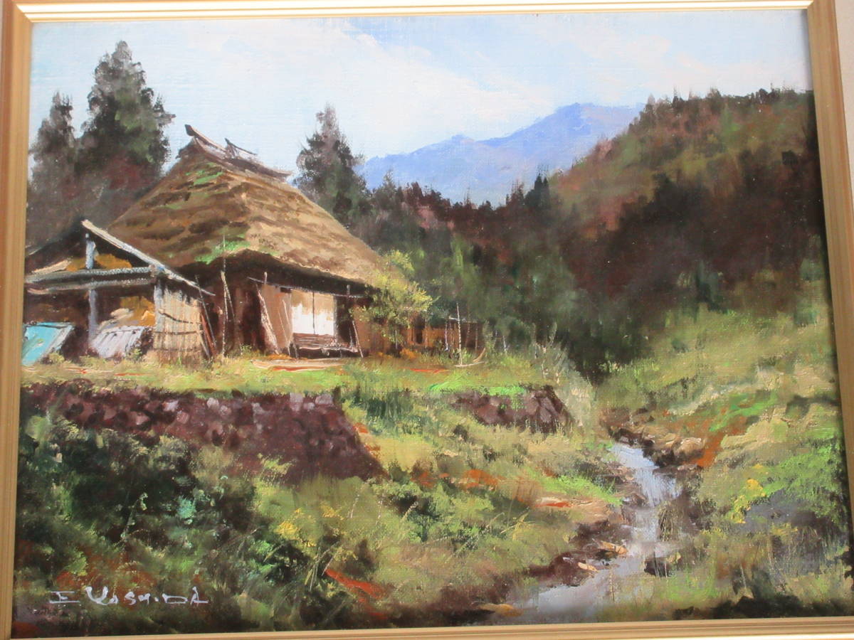 吉田栄一 秩父路点景 風景画 油彩 真作保証 サイン入り　*85_6