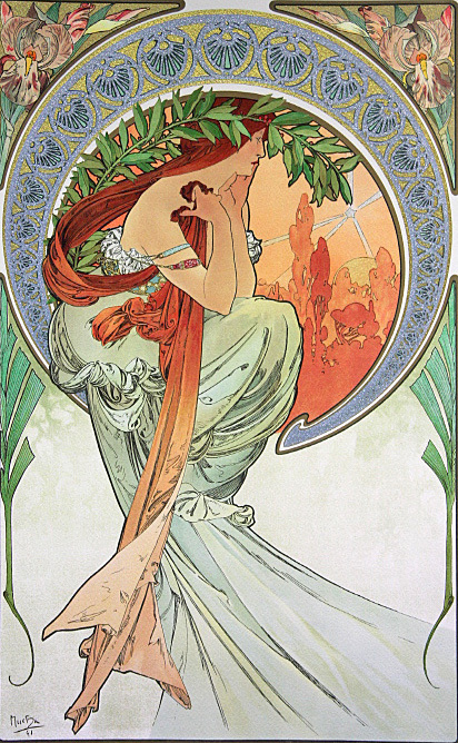 □ミュシャ 【四芸術 詩】 シルクスクリーン 直筆サイン エディション有り