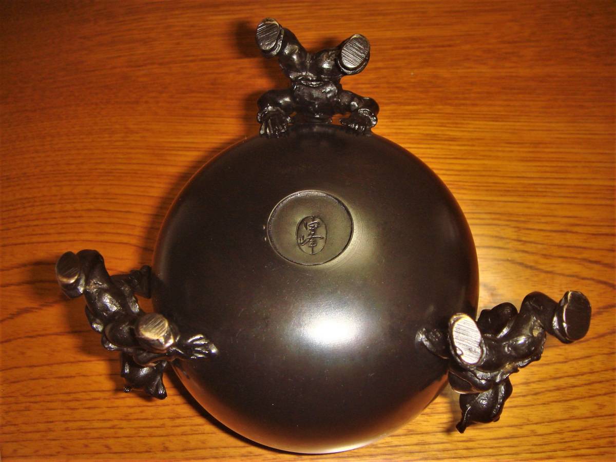 ★ 白峰在銘 青銅製 唐子三足香炉 ★_10