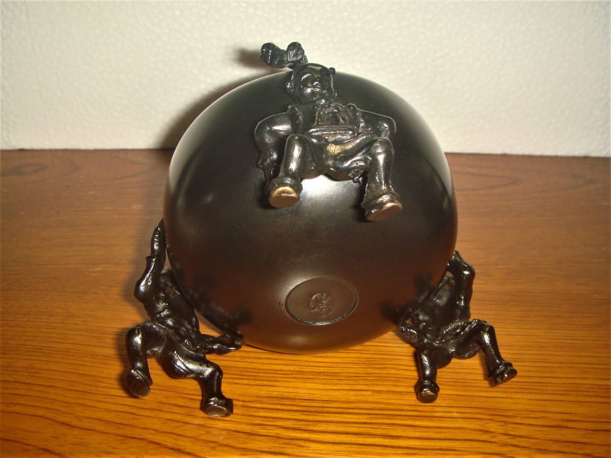 ★ 白峰在銘 青銅製 唐子三足香炉 ★_9