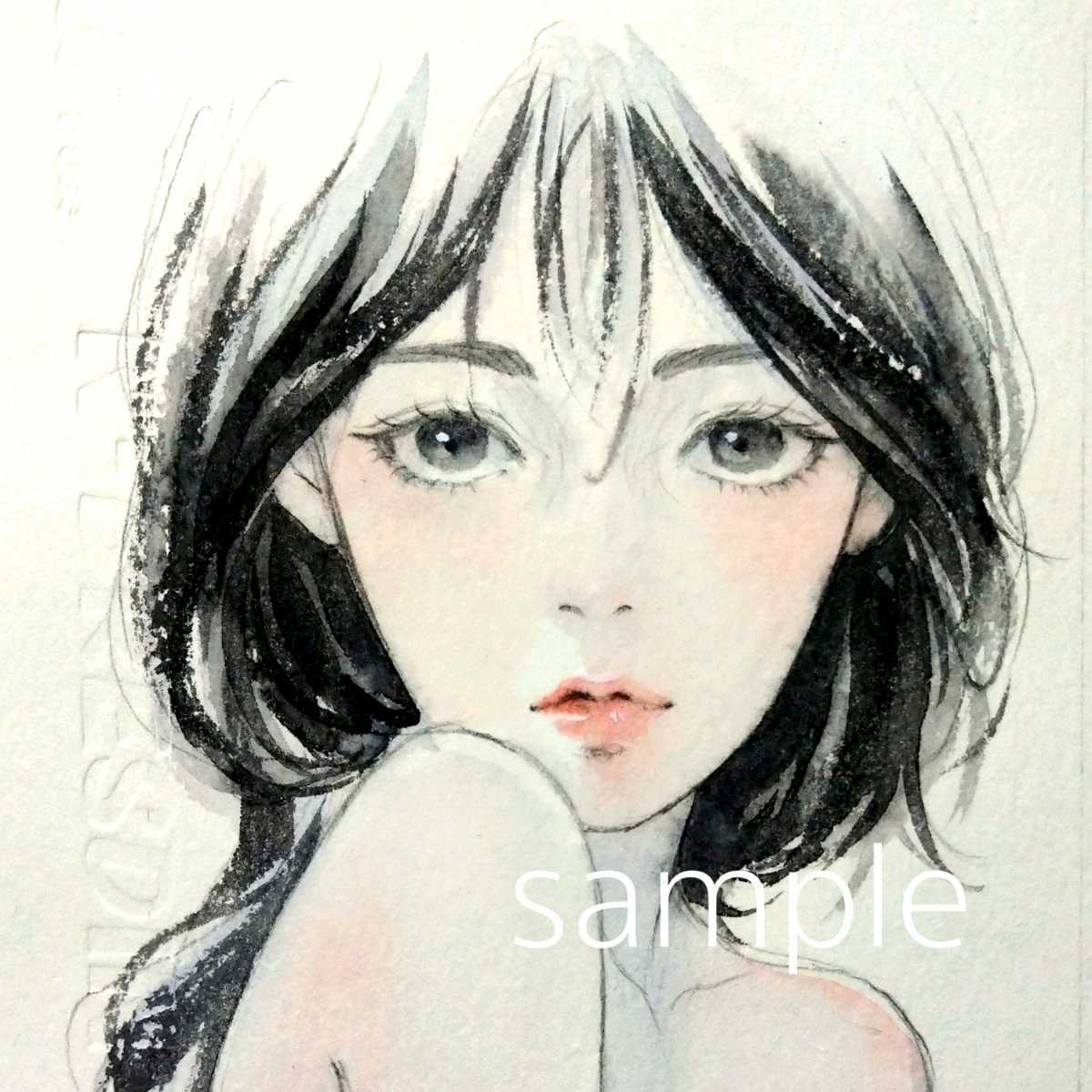肉筆原画 絵画 美人画 ドローイング 水彩画 グラビア ヌード セクシー 