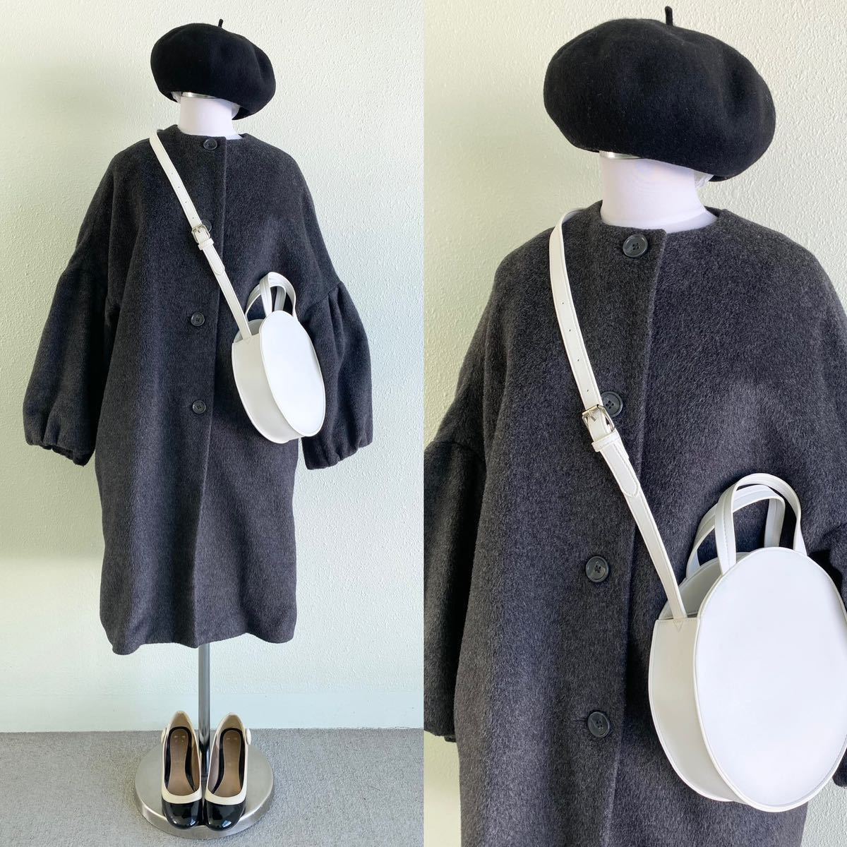 ARMANI COLLEZIONI イタリア製一松柄ファー付きコート 40 アルマーニ