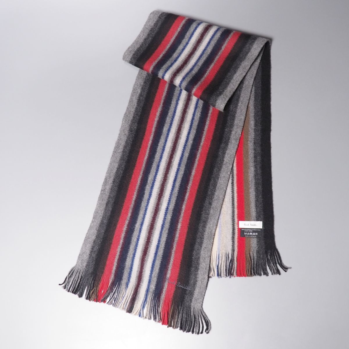 TE6563：ドイツ製*Paul Smith/ポールスミス*ウールニットマフラー*ニットストール*マルチストライプ
