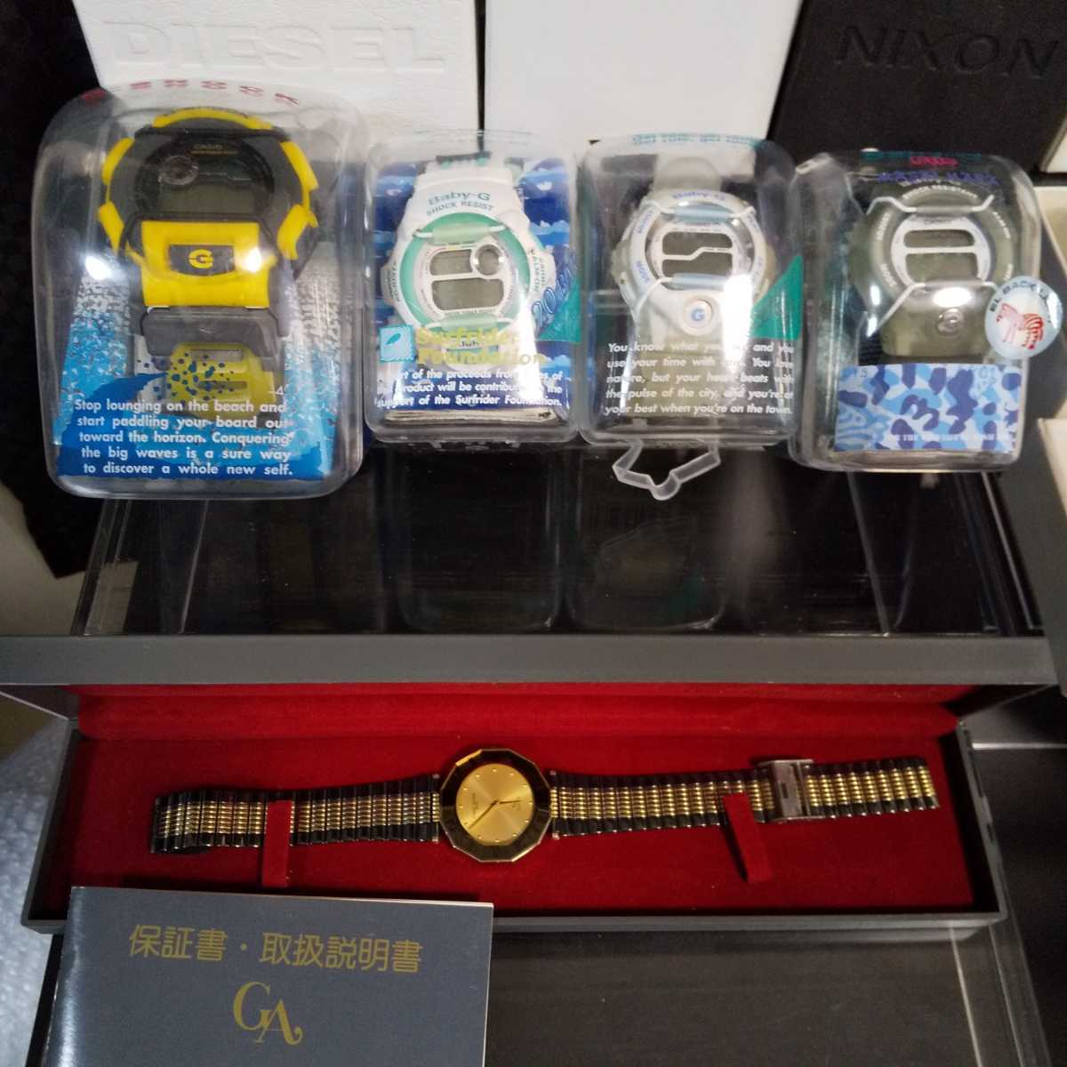 ケース入り腕時計まとめて DIESEL NIXON G-SHOCK Baby-G J-AXIS Folli 