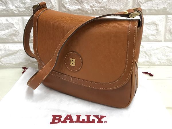 BALLY ショルダーバッグ ブラウン レザー 保存袋付き BALLY ショルダー 