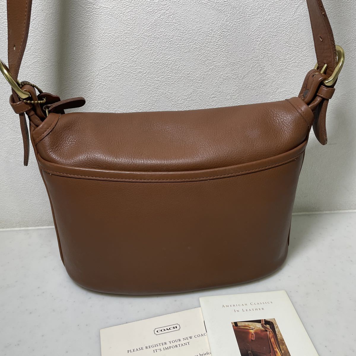 希少◇OLD COACH オールドコーチ　ショルダーバッグ ブラウン　レザー　ヴィンテージ　USA製