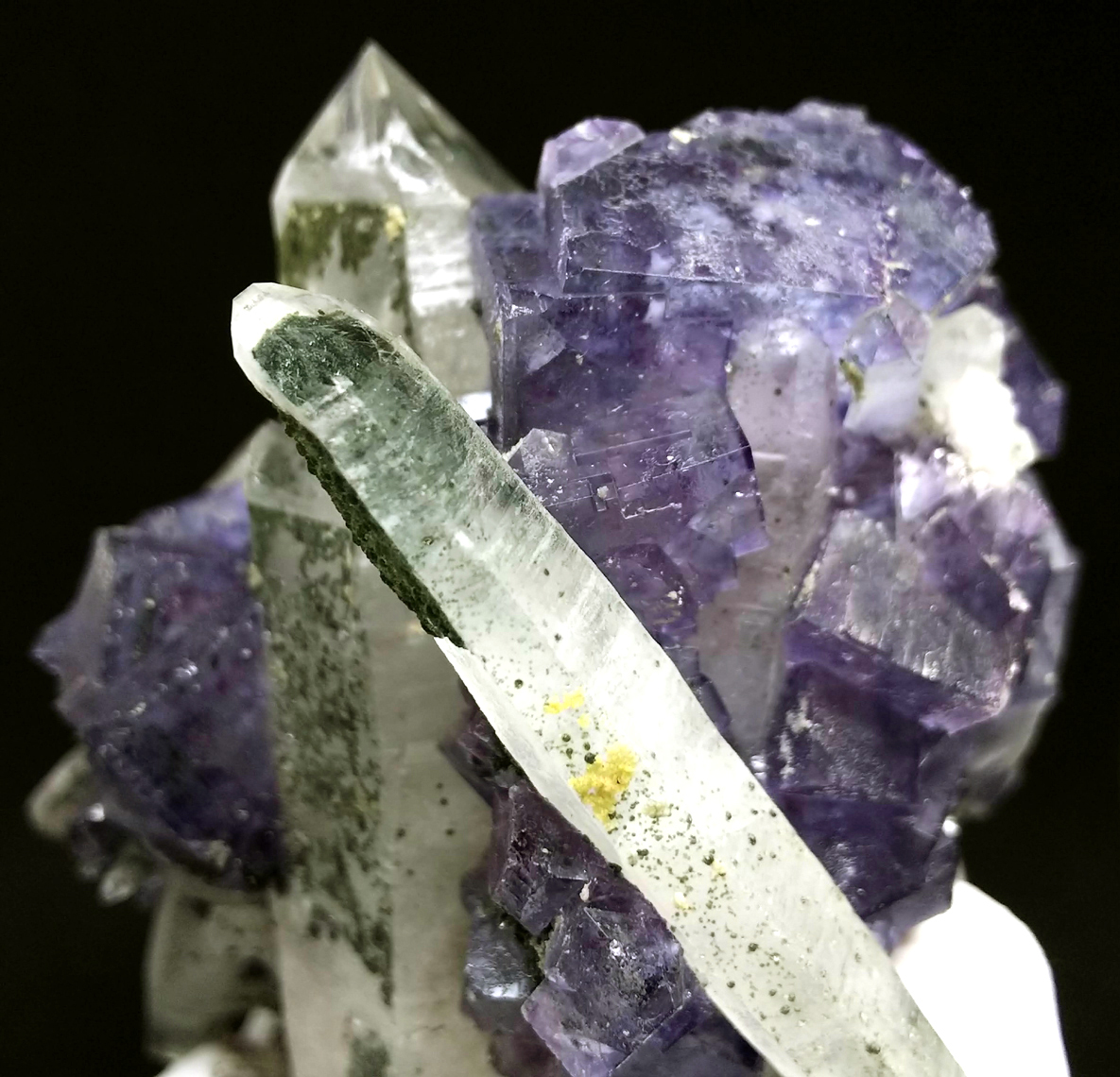 パープル×グリーン フローライト & クォーツ 蛍石 水晶 石英 結晶 原石