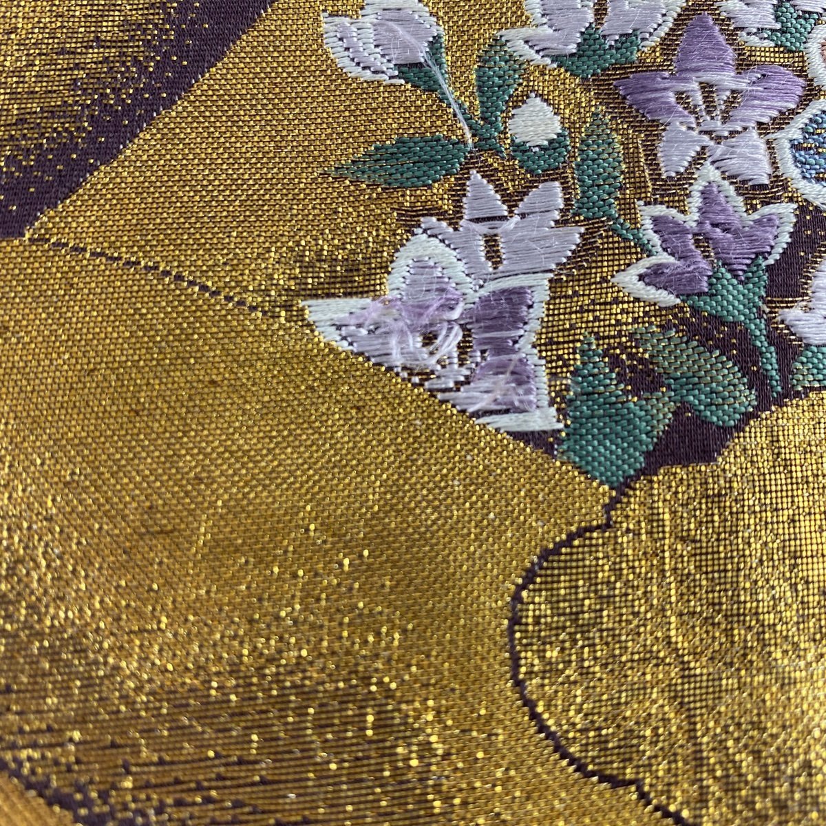 競ナビ】袋帯 秀品 ますいわ屋 雪輪 花鳥 金糸 箔 薄紫 六通 正絹 【 競ナビ】袋帯 秀品 ますいわ屋 雪輪 花鳥 金糸 箔 薄紫 六通 正絹 【