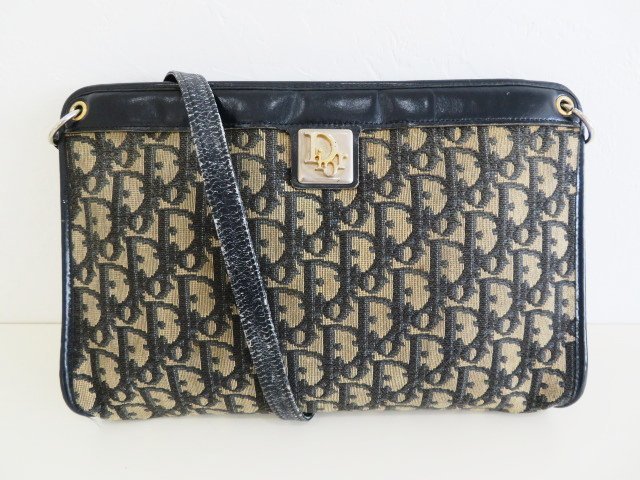 新作，定番人気 T11 Christian Dior/クリスチャン ディオール トロッター キャンバス/レザー ショルダーバッグ ネイビー/ベージュ(トロッター)｜売買されたオークション情報、yahooの商品情報をアーカイブ公開 - かばん、バッグ