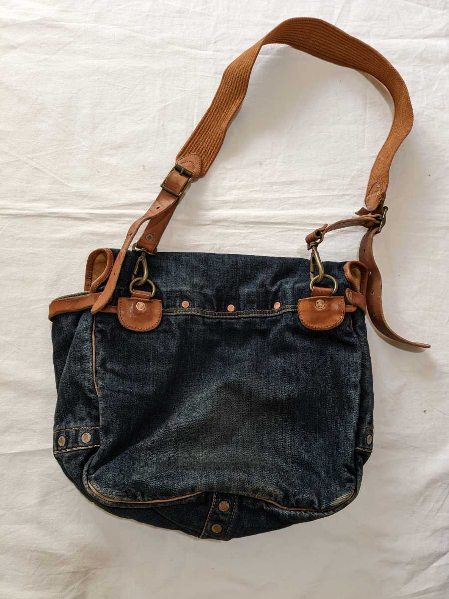rrl デニム　ショルダーバッグ　ラルフローレン　コンチョ　インディゴ