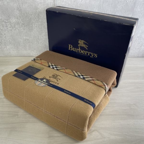〇※後右1017 BURBERRY バーバリー 純毛毛布 不味く BB-001 BE