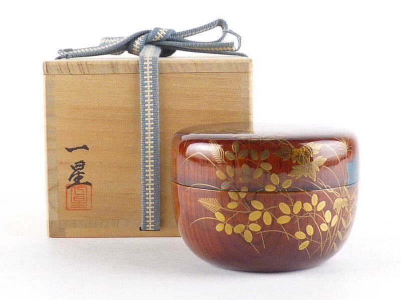 茶道具 重則作 大棗 共箱 荒磯蒔絵 .: 茶道具 蒔絵師