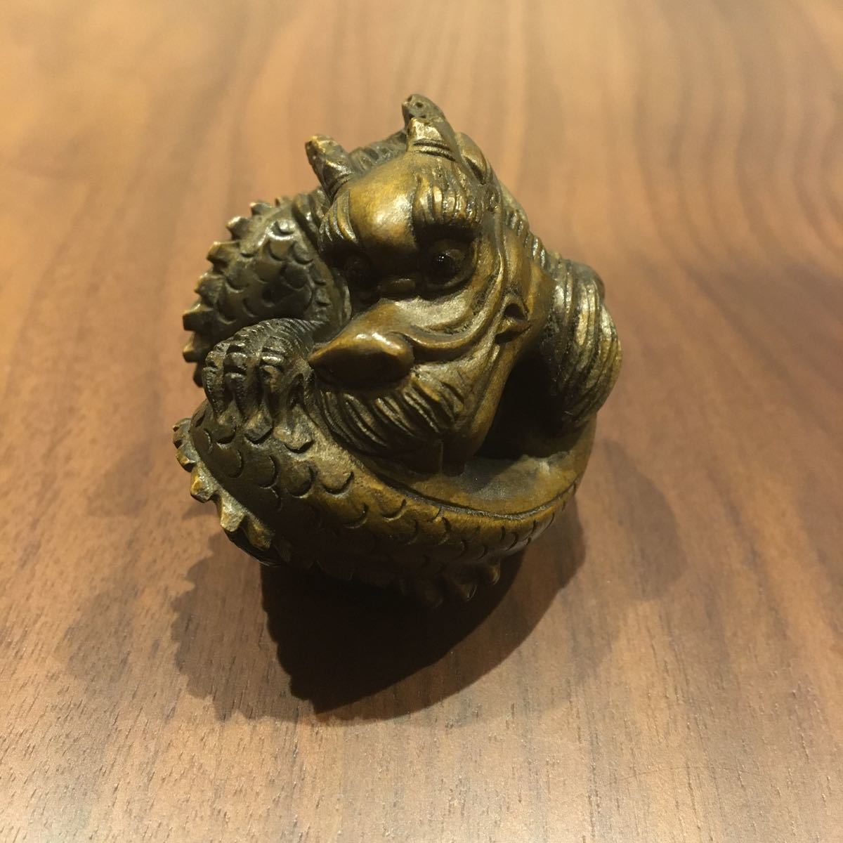 天然素材 根付 龍 骨董 アンティーク 木製 ドラゴン(龍 年代物 昭和レトロ 竜)モチーフ 根付(根付け 龍
