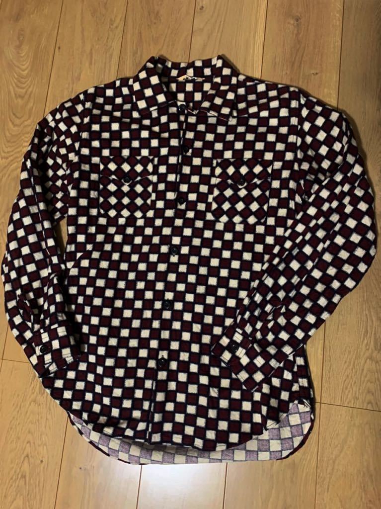 試着のみ 21AW timeworn clothing プリントフランネルシャツ チェック