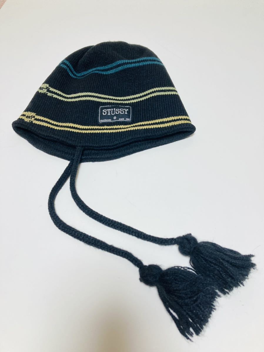 人気定番，正規品 ビンテージ 90s old stussy 耳当て付きニットキャップ USA製 ビーニー ブラック ステューシー 帽子 ニット帽(帽子)｜売買されたオークション情報、yahooの商品情報をアーカイブ公開 - オークファ 服飾小物