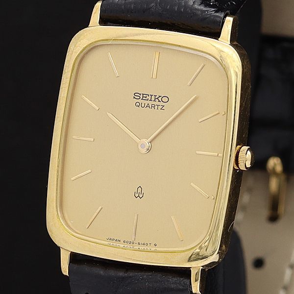 セイコー QZ SEIKO 1円 ゴールド文字盤 稼働 良品 クレドール ゴールド