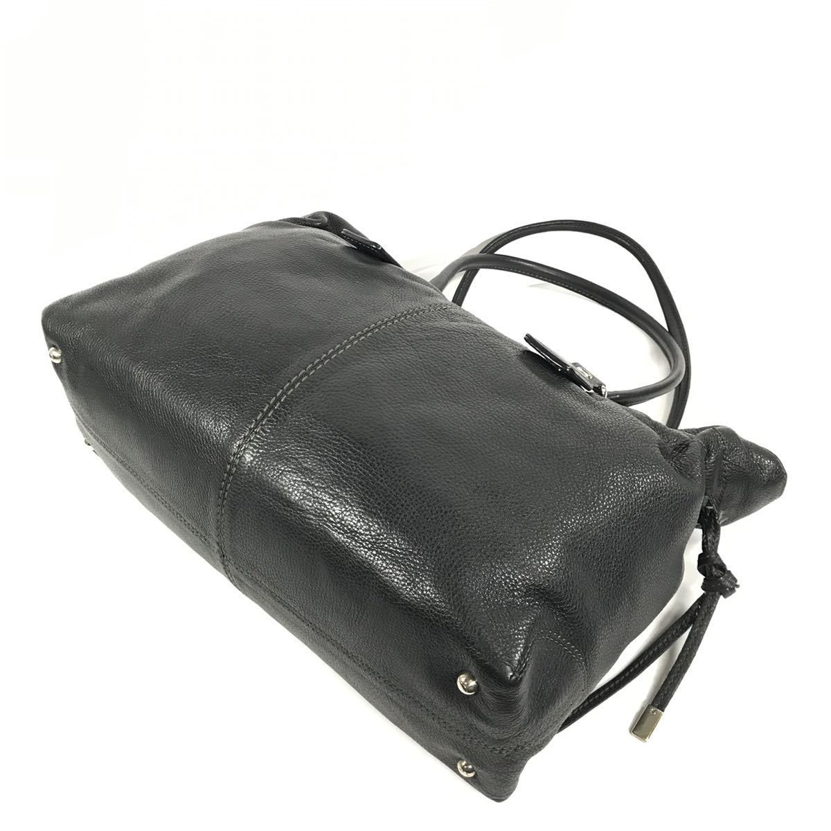 保存袋付 TOD'S トッズ ショルダー レザー 黒 スタッズ イタリア製