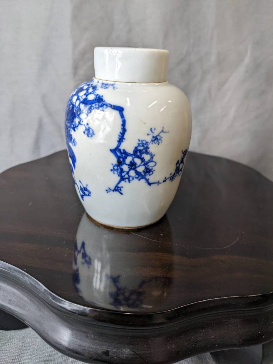煎茶用 染付茶入】茶入 茶壷 茶心壺 銘あり 時代物 共箱あり煎茶道具