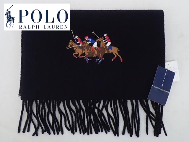 大得価，定番 11124 A タグ付き デッドストック品 POLO RALPH LAUREN ポロ ラルフローレン マフラー/ブラック 黒/ラムウール100％/防寒具 冬服(服飾小物)｜売買されたオークション情報、yahooの商品情報をアーカイ 服飾小物